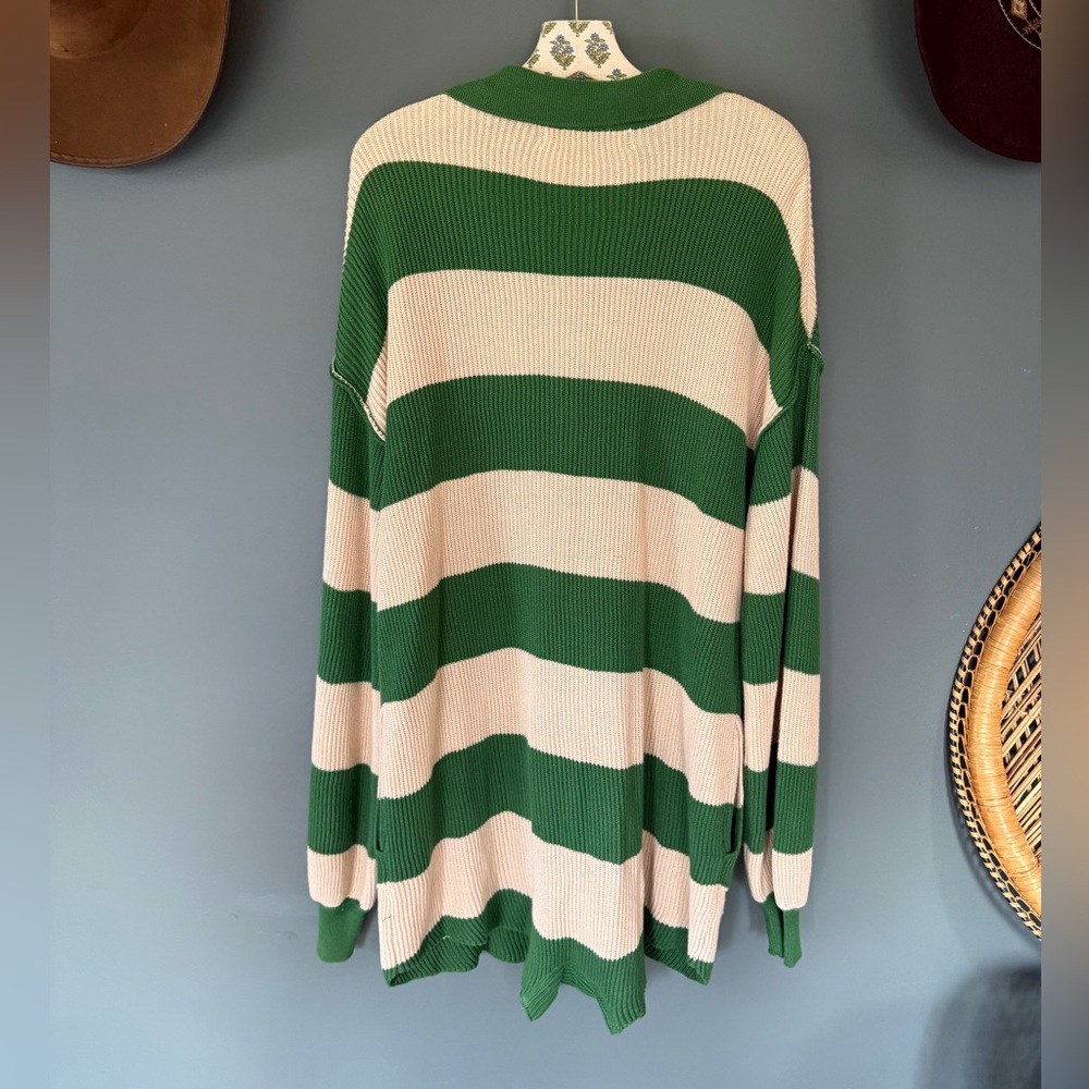 Free People FP Beach Picnic Striped Sweater Romper Kelly Green Combo Sz medium - Picture 6 of 12